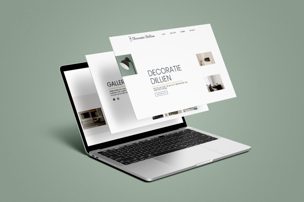 Mock-up van webdesign voor decoratie Dilliën