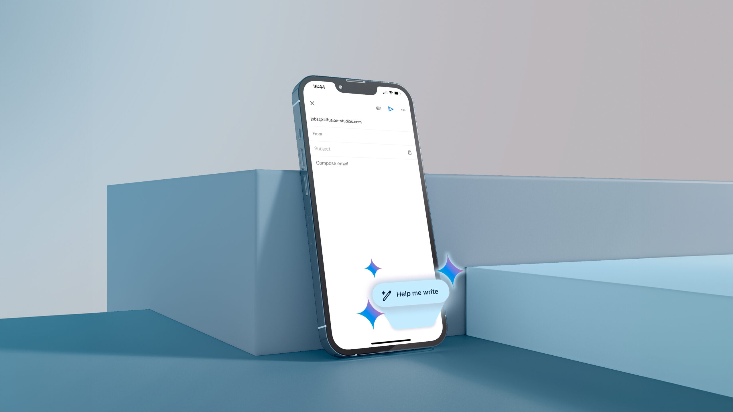 AI Toepassing die helpt mails te schrijven op een smartphone